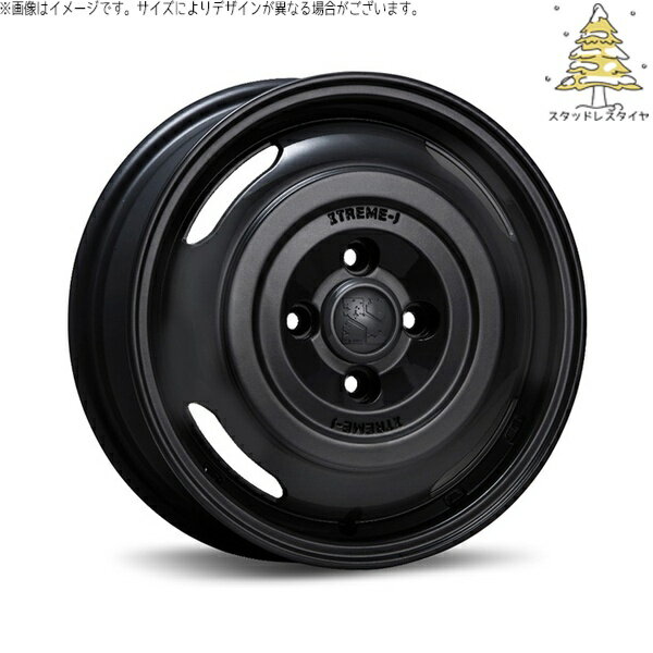 NBOX スペーシア タント デリカミニ 155/65R14 スタッドレスタイヤ ホイール 4本セット 新品 | おすすめ輸入タイヤ × エムエルジェイ (MLJ) エクストリームJ ジャーニー サテンブラック 14インチ 4.5J +43 4穴100