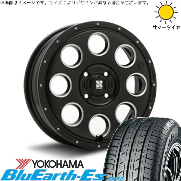 エブリィワゴン 165/60R14 サマータイヤ ホイール 4本セット 新品 | ヨコハマタイヤ (YOKOHAMA) ブルーアース ES32 × エムエルジェイ (MLJ) エクストリームJ KK03 サテンブラックミルド 14インチ 4.5J +45 4穴100