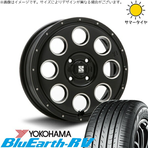 ハスラー デリカミニ ソリオ 165/65R14 サマータイヤ ホイール 4本セット 新品 | ヨコハマタイヤ (YOKOHAMA) ブルーアース RV03 × エムエルジェイ (MLJ) エクストリームJ KK03 サテンブラックミルド 14インチ 4.5J +45 4穴100