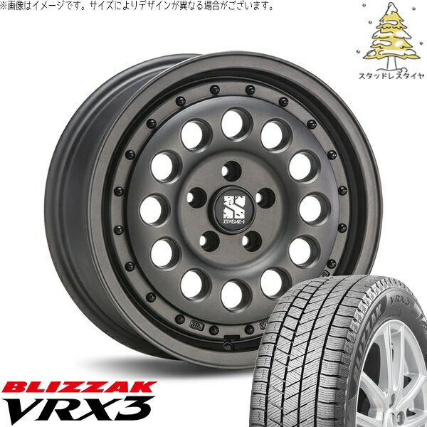 シエンタ リフトアップ 205/60R16 スタッドレスタイヤ ホイール 4本セット 新品 | ブリヂストン (BRIDGESTONE) ブリザック VRX3 × エムエルジェイ (MLJ) エクストリームJ ラギッド ガンブラック 16インチ 6.5J +38 5穴100