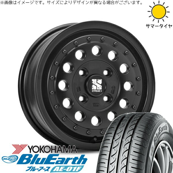 NV200 バネット デリカD3 185/70R14 サマータイヤ ホイール 4本セット 新品 | ヨコハマタイヤ (YOKOHAMA) ブルーアース AE-01F × エムエルジェイ (MLJ) エクストリームJ ラギッド サテンブラック 14インチ 5J +42 4穴114.3