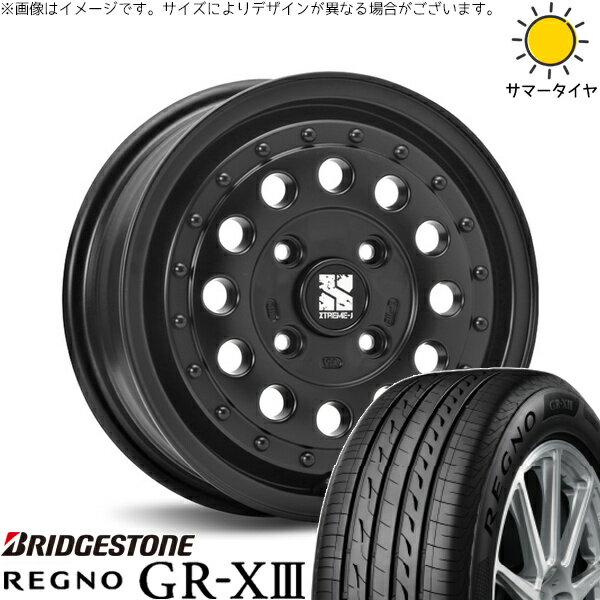 NV200 バネット デリカD3 185/70R14 サマータイヤ ホイール 4本セット 新品 | ブリヂストン (BRIDGESTONE) レグノ GR-X3 × エムエルジェイ (MLJ) エクストリームJ ラギッド サテンブラック 14インチ 5J +42 4穴114.3