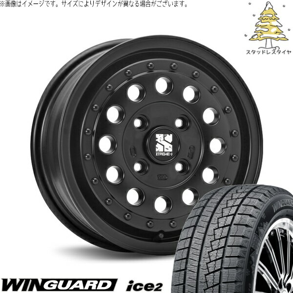 NV200 バネット デリカD3 185/70R14 スタッドレスタイヤ ホイール 4本セット 新品 | ネクセン (NEXEN) ウィンガード アイス2 × エムエルジェイ (MLJ) エクストリームJ ラギッド サテンブラック 14インチ 5J +42 4穴114.3