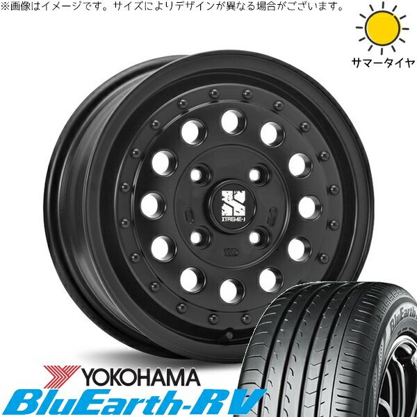 NV200 バネット デリカD3 185/70R14 サマータイヤ ホイール 4本セット 新品 | ヨコハマタイヤ (YOKOHAMA) ブルーアース RV03 × エムエルジェイ (MLJ) エクストリームJ ラギッド サテンブラック 14インチ 5J +42 4穴114.3