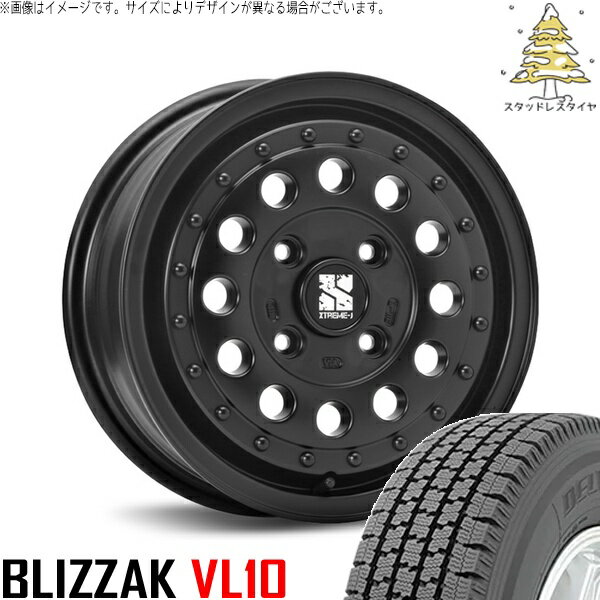 プロボックス 155/80R14 スタッドレスタイヤ ホイール 4本セット 新品 | ブリヂストン (BRIDGESTONE) ブリザック VL10 (BLIZZAK VL10) × エムエルジェイ (MLJ) エクストリームJ ラギッド サテンブラック 14インチ 5J +35 4穴100