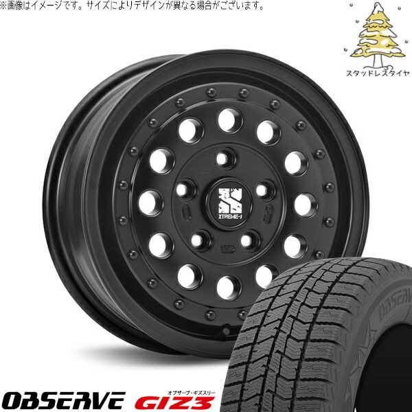 ハイエース専用 215/65R16 スタッドレスタイヤ ホイール 4本セット 新品 | トーヨータイヤ (TOYO TIRE) オブザーブ GIZ3 × エムエルジェイ (MLJ) エクストリームJ ラギッド サテンブラック 16インチ 6.5J +38 6穴139.7