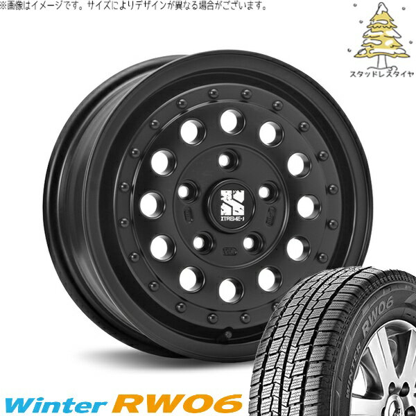 ライトエース S400 185R14 スタッドレスタイヤ ホイール 4本セット 新品 | ハンコック (HANKOOK) ウィンター RW06 × エムエルジェイ (MLJ) エクストリームJ ラギッド サテンブラック 14インチ 5J +48 5穴114.3