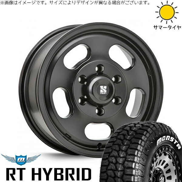 ハイエース専用 215/65R16 サマータイヤ ホイール 4本セット 新品 | モンスタタイヤ (MONSTA TYRE) RTハイブリッド (RT HYBRID) × エムエルジェイ (MLJ) エクストリームJ Dスロット サテンブラック 16インチ 6.5J +38 6穴139.7