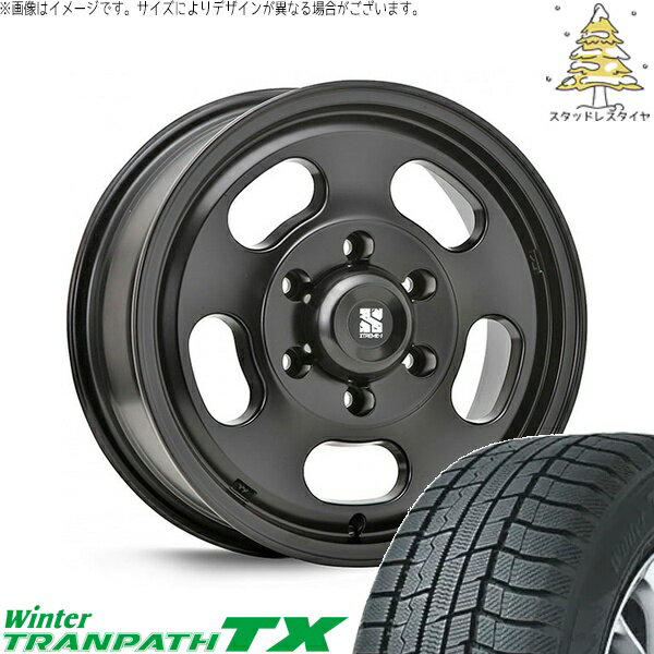 ハイエース専用 215/65R16 スタッドレスタイヤ ホイール 4本セット 新品 | トーヨータイヤ (TOYO) ウィンタートランパス TX (WinterTRANPATH TX) × エムエルジェイ (MLJ) エクストリームJ Dスロット サテンブラック 16インチ 6.5J +38 6穴139.7