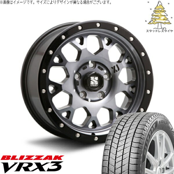 マツダ6 エルグランド 225/60R17 スタッドレスタイヤ ホイール 4本セット 新品 | ブリヂストン (BRIDGESTONE) ブリザック VRX3 (BLIZZAK VRX3) × エムエルジェイ (MLJ) エクストリームJ XJ04 グロスブラックミルド/スモーク 17インチ 7.0J +42 5穴114.3