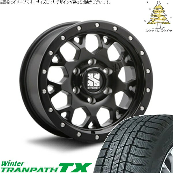 ハイエース専用 215/70R16 スタッドレスタイヤ ホイール 4本セット 新品 | トーヨータイヤ (TOYO) ウィンタートランパス TX (WinterTRANPATH TX) × エムエルジェイ (MLJ) エクストリームJ XJ04 サテンブラック 16インチ 6.5J +35 6穴139.7