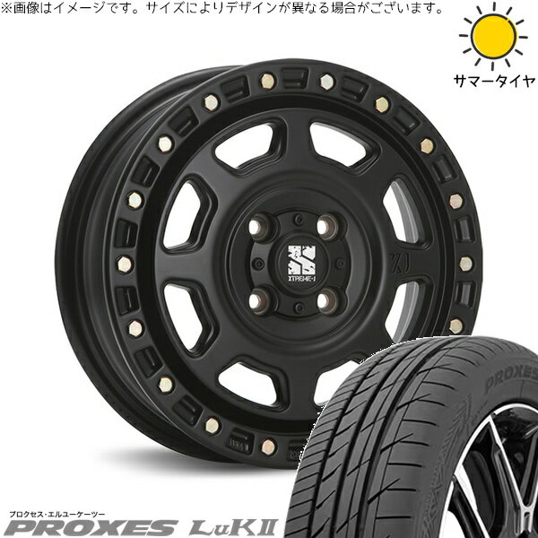タント ムーブ ワゴンR ラパン 165/55R15 サマータイヤ ホイール 4本セット 新品 | トーヨータイヤ (TOYO TIRE) プロクセス LuK2 × エムエルジェイ (MLJ) エクストリームJ XJ07 サテンブラック 15インチ 4.5J +43 4穴100