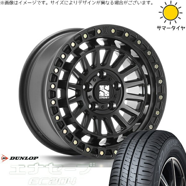 パジェロミニ 195/65R16 サマータイヤ ホイール 4本セット 新品 | ダンロップ (DUNLOP) エナセーブ EC204 × エムエルジェイ (MLJ) XTREME-J XJ08 サテンブラック 16インチ 7J +35 5穴114.3