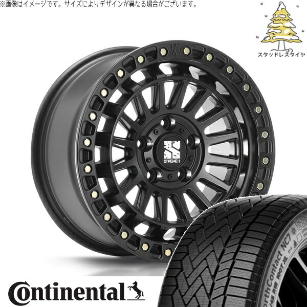 エスティマ 215/55R17 スタッドレスタイヤ ホイール 4本セット 新品 | コンチネンタル (CONTINENTAL) ノースコンタクト セブン (NorthContact7) × エムエルジェイ (MLJ) エクストリームJ XJ08 サテンブラック 17インチ 7.5J +42 5穴114.3