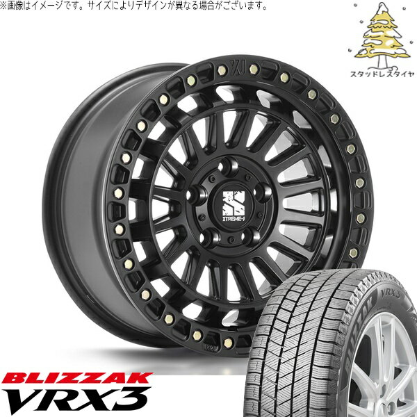 プリウスα 225/40R18 スタッドレスタイヤ ホイール 4本セット 新品 | ブリヂストン (BRIDGESTONE) ブリザック VRX3 × エムエルジェイ (MLJ) XTREME-J XJ08 サテンブラック 18インチ 8J +40 5穴114.3