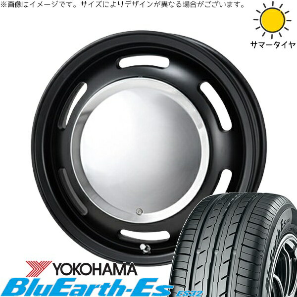 タント ムーブ ワゴンR ラパン 145/80R13 サマータイヤ ホイール 4本セット 新品 | ヨコハマタイヤ (YOKOHAMA) ブルーアース ES32 × パンドラ (PANDORA) ラグテック ネオムーン2 マットブラック 13インチ 4.00B +43 4穴100