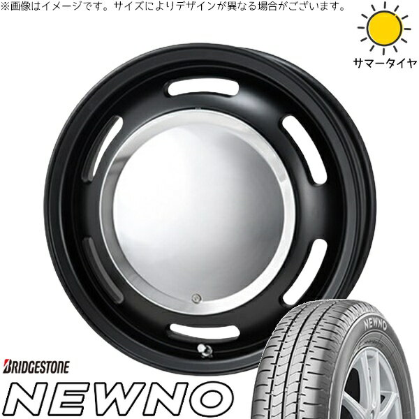 NBOX スペーシア タント デリカミニ 155/65R14 サマータイヤ ホイール 4本セット 新品 | ブリヂストン (BRIDGESTONE) ニューノ × パンドラ (PANDORA) ラグテック ネオムーン2 マットブラック 14インチ 4.5J +43 4穴100