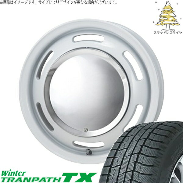 NBOX スペーシア タント デリカミニ 155/65R14 スタッドレスタイヤ ホイール 4本セット 新品 | トーヨータイヤ (TOYO TIRE) ウィンタートランパス TX × パンドラ (PANDORA) ラグテック ネオムーン2 ホワイト 14インチ 4.5J +43 4穴100
