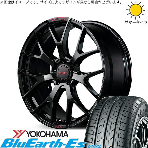 プリウス 30系 50系 215/45R17 サマータイヤ ホイール 4本セット 新品 | ヨコハマタイヤ (YOKOHAMA) ブルーアース ES32 × レイズ (RAYS) ホムラ 2X7 FT SPEC-M グロッシーブラック 17インチ 7J +50 5穴100