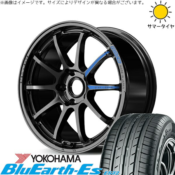 カロスポ プリウス 30系 50系 225/40R18 サマータイヤ ホイール 4本セット 新品 | ヨコハマタイヤ (YOKOHAMA) ブルーアース ES32 × レイズ (RAYS) グラムライツ 57NR SPEC-M グロッシーブラック 18インチ 7.5J +44 5穴100