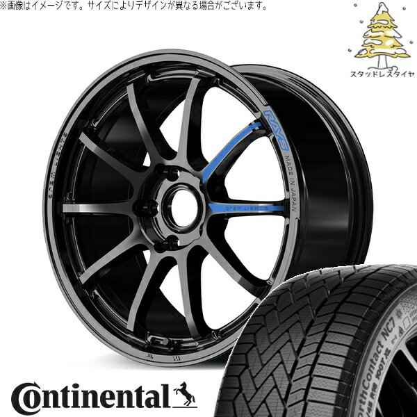 プリウスα 215/50R17 スタッドレスタイヤ ホイール 4本セット 新品 | コンチネンタル (Continental) ノースコンタクト NC7 × レイズ (RAYS) グラムライツ 57NR SPEC-M グロッシーブラック 17インチ 7J +37 5穴114.3