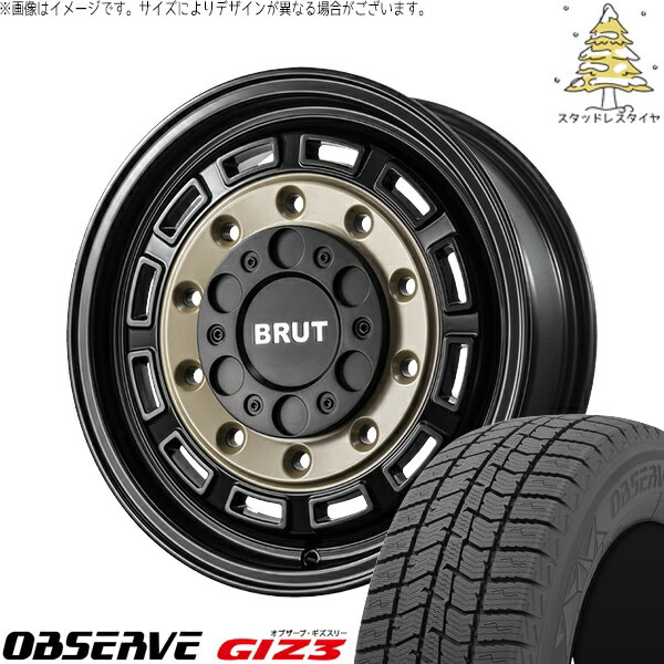 ハイエース専用 215/65R16 スタッドレスタイヤ ホイール 4本セット 新品 | トーヨータイヤ (TOYO TIRE) オブザーブ GIZ3 × トライスター (TRISTAR) ブルート BR-70 ベージュブラック 16インチ 6.5J +38 6穴139.7