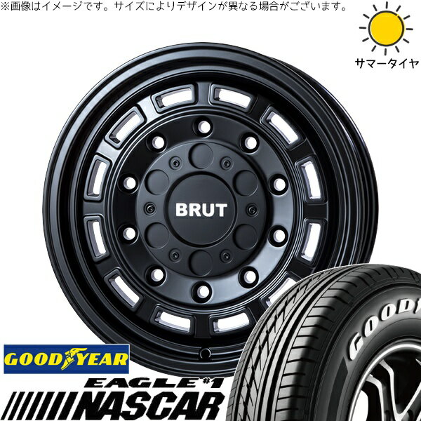 ハイエース専用 215/65R16 サマータイヤ ホイール 4本セット 新品 | グッドイヤー (GOODYEAR) イーグル ナスカー × トライスター (TRISTAR) ブルート BR-70 ミリタリーブラック 16インチ 6.5J +38 6穴139.7