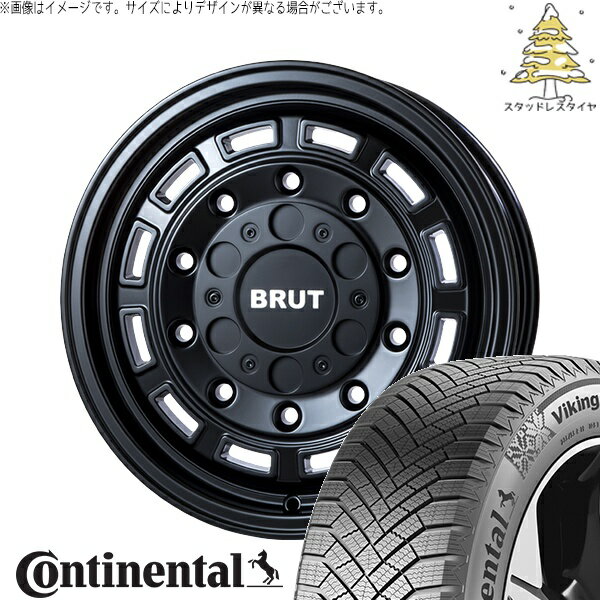 シエンタ 10系 195/55R16 スタッドレスタイヤ ホイール 4本セット 新品 | コンチネンタル (Continental) バイキングコンタクト8 × トライスター (TRISTAR) ブルート BR-70 ミリタリーブラック 16インチ 6.5J +30 5穴100