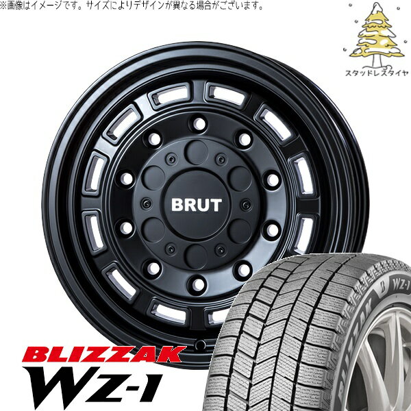 シエンタ リフトアップ 205/60R16 スタッドレスタイヤ ホイール 4本セット 新品 | ブリヂストン (BRIDGESTONE) ブリザック WZ-1 × トライスター (TRISTAR) ブルート BR-70 ミリタリーブラック 16インチ 6.5J +30 5穴100