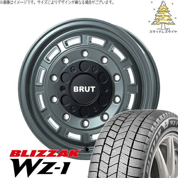 ハイエース専用 215/65R16 スタッドレスタイヤ ホイール 4本セット 新品 | ブリヂストン (BRIDGESTONE) ブリザック WZ-1 × トライスター (TRISTAR) ブルート BR-70 アーバンカーキ 16インチ 6.5J +38 6穴139.7