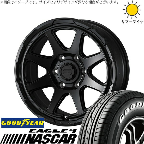 ハイエース専用 215/65R16 サマータイヤ ホイール 4本セット 新品 | グッドイヤー (GOODYEAR) イーグル ナスカー × ウェッズ (WEDS) スタットベルク セミマットブラック 16インチ 6.5J +38 6穴139.7