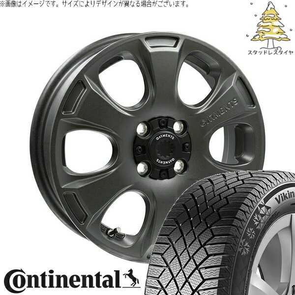 NBOX スペーシア タント デリカミニ 155/65R14 スタッドレスタイヤ ホイール 4本セット 新品 | コンチネンタル (Continental) バイキングコンタクト7 × ウェッズ (WEDS) クロスオーバーガーメンツ スタイルA サンドガンメタ 14インチ 4.5J +45 4穴100