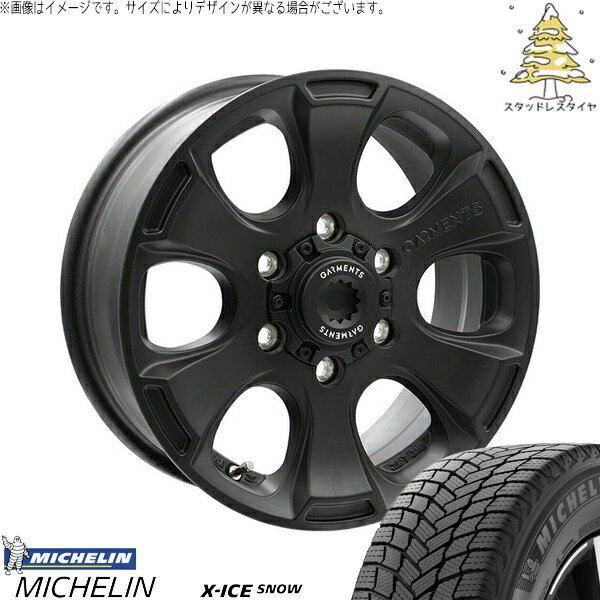ハイエース専用 215/65R16 スタッドレスタイヤ ホイール 4本セット 新品 | ミシュラン (MICHELIN) エックスアイス スノー (X-ICE SNOW) × ウェッズ (WEDS) クロスオーバーガーメンツ スタイルA サンドブラック 16インチ 6.5J +38 6穴139.7
