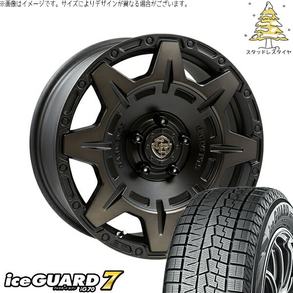 マツダ6 セルシオ 225/55R17 スタッドレスタイヤ ホイール 4本セット 新品 | ヨコハマタイヤ (YOKOHAMA) アイスガード セブン (iceGUARD7 IG70) × ウェッズ (WEDS) クロスオーバーガーメンツ スタイルM マットブラッククリア 17インチ 7.0J +35 5穴114.3