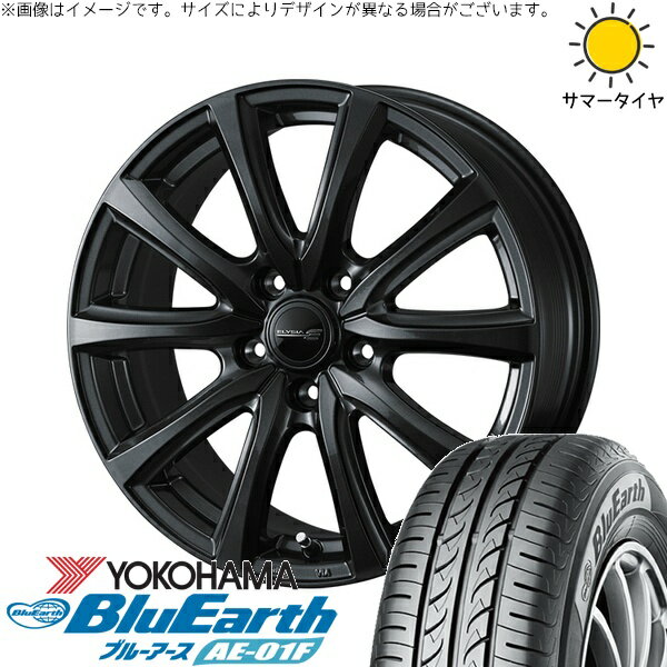 CRZ セレナ プレマシー シビック 205/55R16 サマータイヤ ホイール 4本セット 新品 | ヨコハマタイヤ (YOKOHAMA) ブルーアース AE-01F × ウェッズ (WEDS) エリシア ガンメタリック 16インチ 6.5J +47 5穴114.3