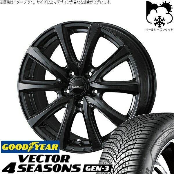 フォレスター 215/55R17 オールシーズンタイヤ ホイール 4本セット 新品 | グッドイヤー (GOODYEAR) ベクター4シーズンズ GEN-3 × ウェッズ (WEDS) エリシア ガンメタリック 17インチ 7J +48 5穴100
