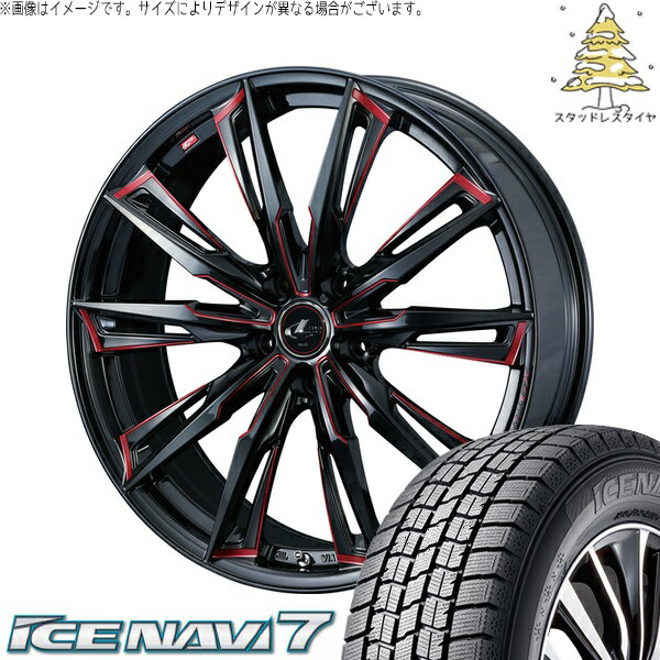カローラスポーツ 215/40R18 サマータイヤ ホイール 4本セット 新品 | グッドイヤー (GOODYEAR) アイスナビ7 × ウェッズ (WEDS) レオニス GX ブラック/SCマシニングレッド 18インチ 7J +47 5穴100