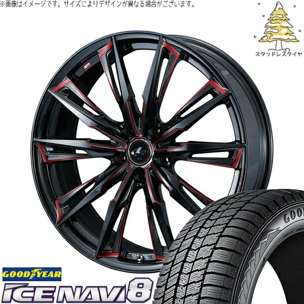 フォレスター 225/50R18 サマータイヤ ホイール 4本セット 新品 | グッドイヤー (GOODYEAR) アイスナビ8 × ウェッズ (WEDS) レオニス GX ブラック/SCマシニングレッド 18インチ 7J +47 5穴100