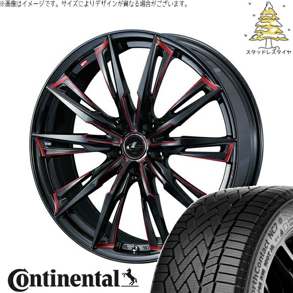 フーガ アルファード ヴェルファイア 245/40R19 サマータイヤ ホイール 4本セット 新品 | コンチネンタル (Continental) ノースコンタクト NC7 × ウェッズ (WEDS) レオニス GX ブラック/SCマシニングレッド 19インチ 8J +35 5穴114.3