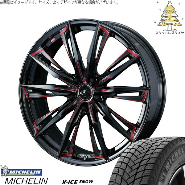 レヴォーグ 225/40R19 サマータイヤ ホイール 4本セット 新品 | ミシュラン (MICHELIN) エックスアイス スノー × ウェッズ (WEDS) レオニス GX ブラック/SCマシニングレッド 19インチ 7.5J +48 5穴114.3