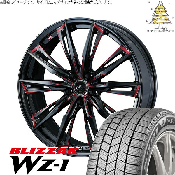C28 セレナ オデッセイ 225/45R19 サマータイヤ ホイール 4本セット 新品 | ブリヂストン (BRIDGESTONE) ブリザック WZ-1 × ウェッズ (WEDS) レオニス GX ブラック/SCマシニングレッド 19インチ 7.5J +48 5穴114.3