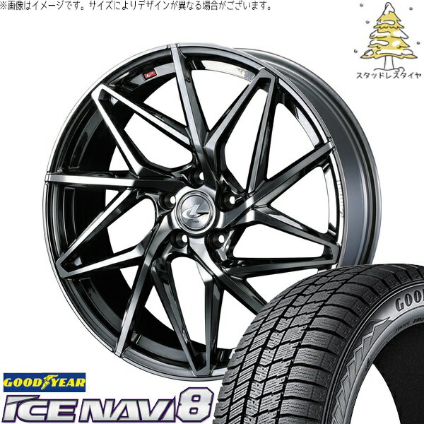 ヴォクシー 215/45R18 サマータイヤ ホイール 4本セット 新品 | グッドイヤー (GOODYEAR) アイスナビ8 × ウェッズ (WEDS) レオニス IT ブラックメタルコート/ミラーカット 18インチ 8J +42 5穴114.3
