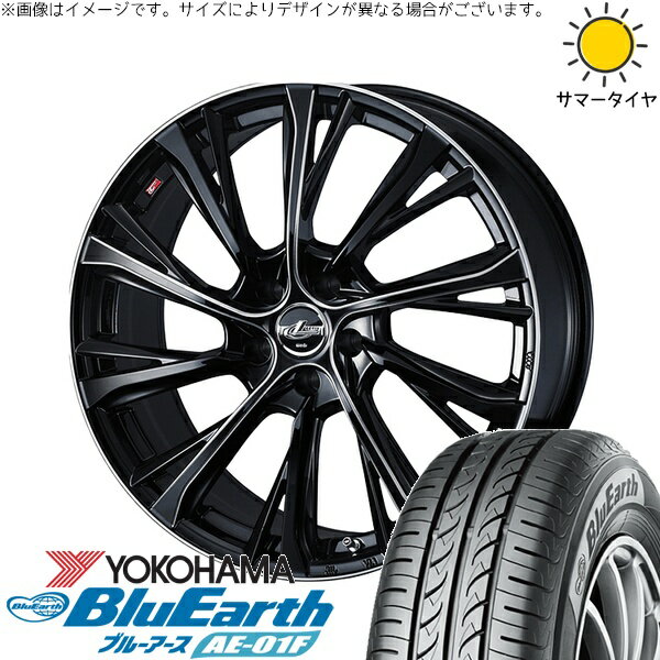 CRZ セレナ プレマシー シビック 205/55R16 サマータイヤ ホイール 4本セット 新品 | ヨコハマタイヤ (YOKOHAMA) ブルーアース AE-01F × ウェッズ (WEDS) レオニス JG ブラック/SCマシニング 16インチ 6.5J +47 5穴114.3