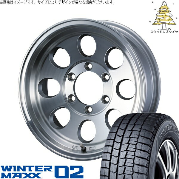 パジェロミニ 195/65R16 サマータイヤ ホイール 4本セット 新品 | ダンロップ (DUNLOP) ウィンターマックス02 × ウェッズ (WEDS) ジムライン タイプ2 ポリッシュ 16インチ 7J +38 5穴114.3