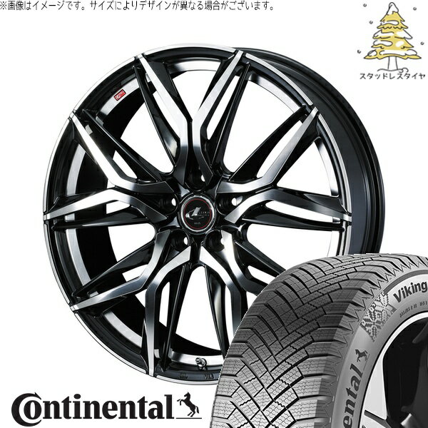 レヴォーグ 225/45R18 サマータイヤ ホイール 4本セット 新品 | コンチネンタル (Continental) バイキングコンタクト8 × ウェッズ (WEDS) レオニス LM パールブラック/ミラーカット 18インチ 7J +55 5穴114.3