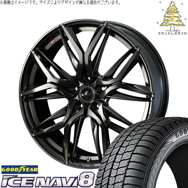 エクシーガ ウィッシュ 225/45R18 サマータイヤ ホイール 4本セット 新品 | グッドイヤー (GOODYEAR) アイスナビ8 × ウェッズ (WEDS) レオニス LM パールブラックミラーカット/チタントップ 18インチ 7J +47 5穴100