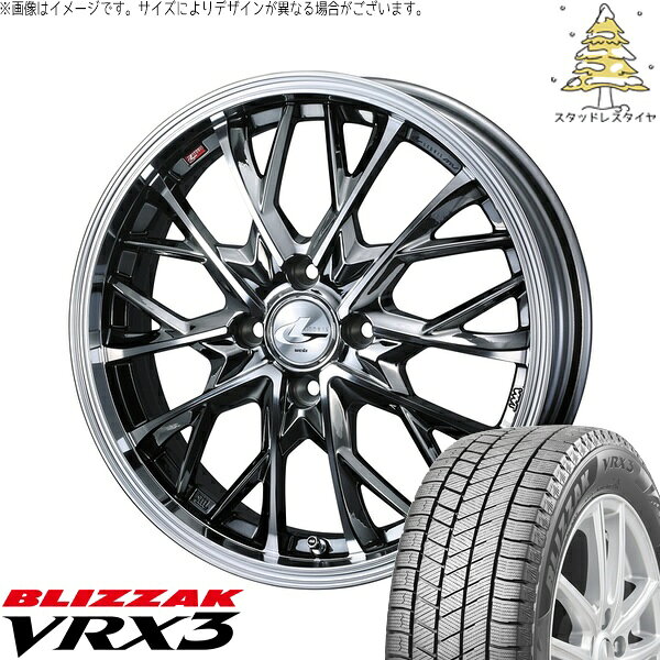タント ムーブ ワゴンR ラパン 165/50R16 サマータイヤ ホイール 4本セット 新品 | ブリヂストン (BRIDGESTONE) ブリザック VRX3 × ウェッズ (WEDS) レオニス MV ブラックメタルコート/ミラーカット 16インチ 5J +45 4穴100