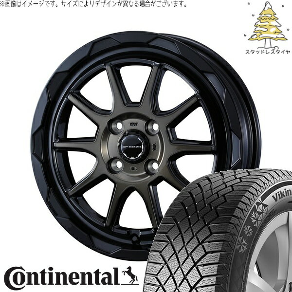 NBOX スペーシア タント デリカミニ 155/65R14 サマータイヤ ホイール 4本セット 新品 | コンチネンタル (Continental) バイキングコンタクト7 × ウェッズ (WEDS) マッドヴァンス06 ブラックポリッシュ/ブロンズクリア 14インチ 4.5J +45 4穴100