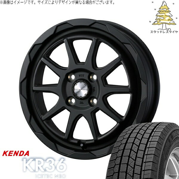 モコ ゼスト パレット ミラ 165/55R14 サマータイヤ ホイール 4本セット 新品 | ケンダ (KENDA) アイステックネオ KR36 × ウェッズ (WEDS) マッドヴァンス06 フルマットブラック 14インチ 4.5J +45 4穴100