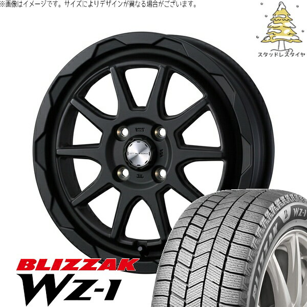 エブリィワゴン 165/60R14 サマータイヤ ホイール 4本セット 新品 | ブリヂストン (BRIDGESTONE) ブリザック WZ-1 × ウェッズ (WEDS) マッドヴァンス06 フルマットブラック 14インチ 4.5J +45 4穴100